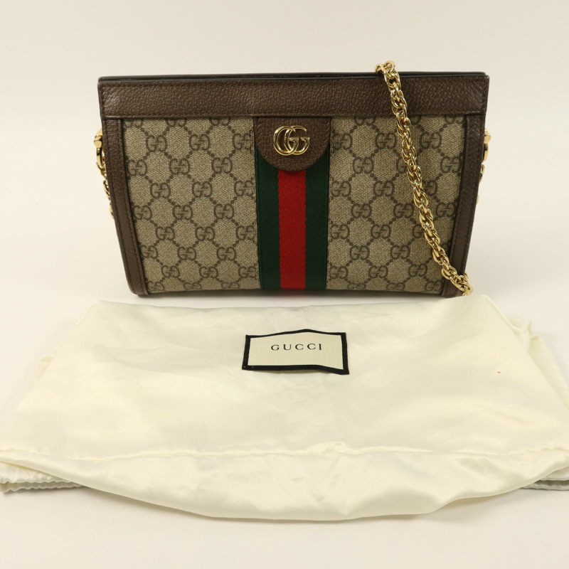 GUCCI 塗層帆布Ophidia GG金扣鏈帶肩背袋-6