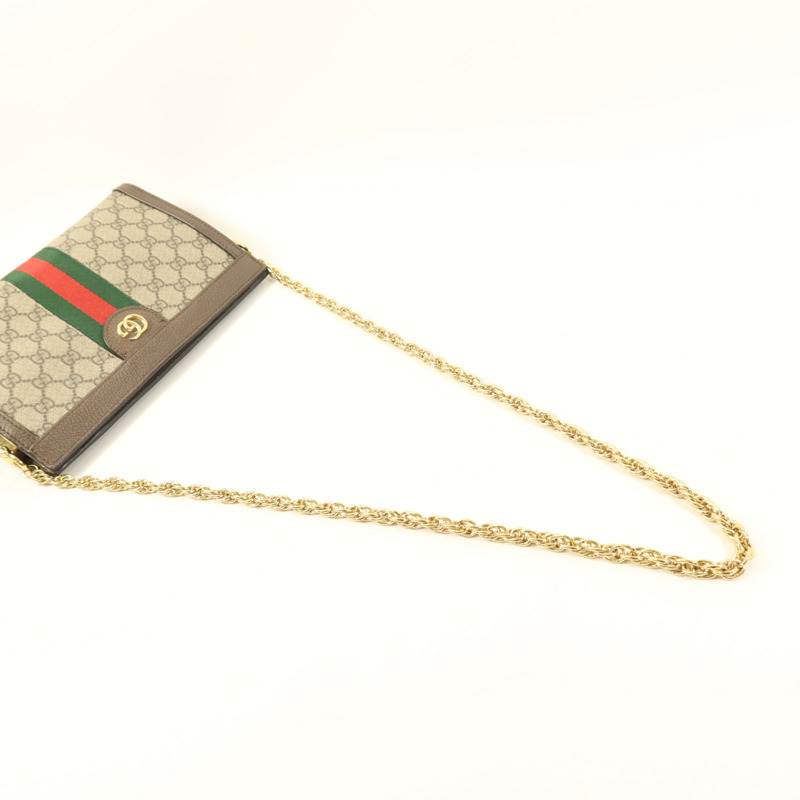 GUCCI 塗層帆布Ophidia GG金扣鏈帶肩背袋-7