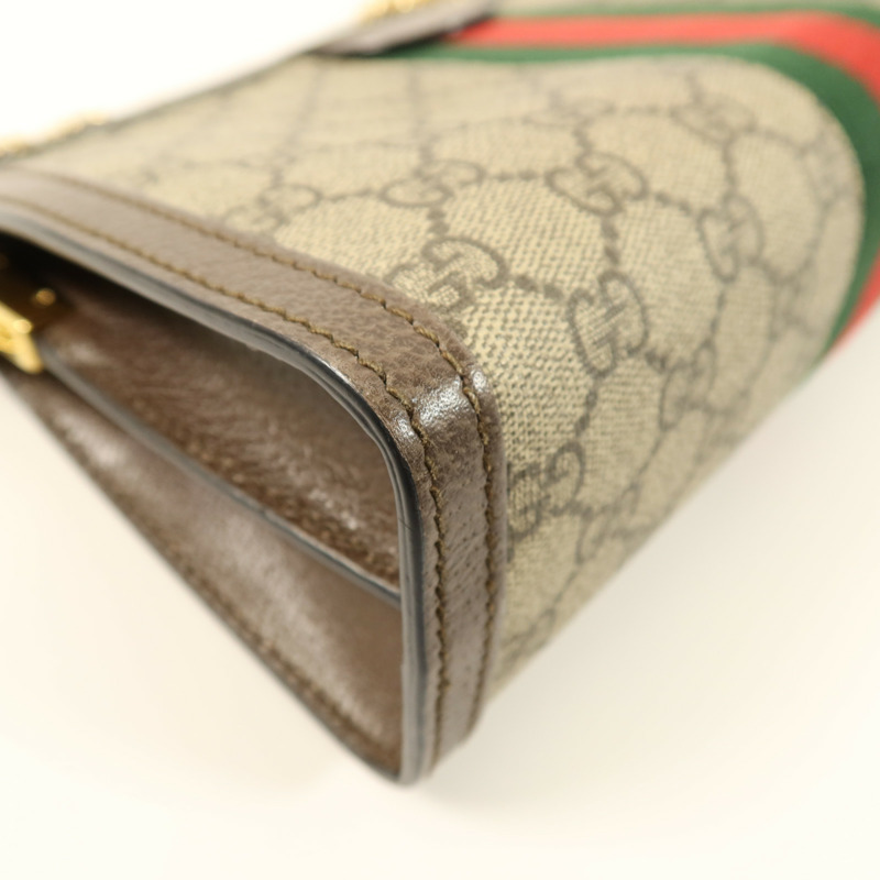 GUCCI 塗層帆布Ophidia GG金扣鏈帶肩背袋-10