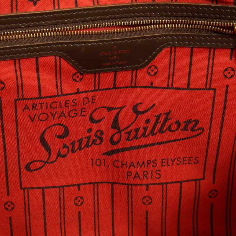 LOUIS VUITTON Damier Neverfull MM金扣手挽袋/肩背袋-5