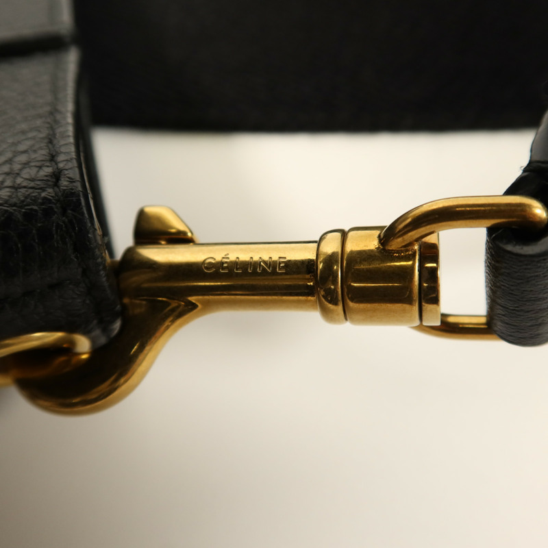 CELINE 牛皮皮革Sangle Bucket Small金扣肩胄袋-6