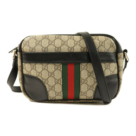 GUCCI 塗層帆布Messenger Bag銀扣肩背袋