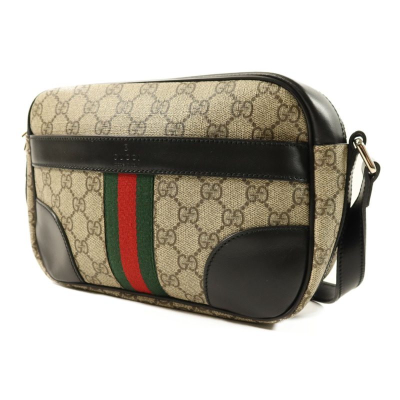GUCCI 塗層帆布Messenger Bag銀扣肩背袋-2