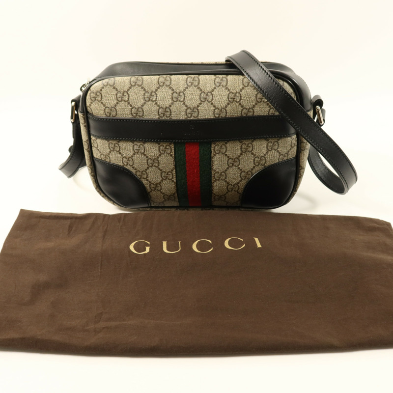 GUCCI 塗層帆布Messenger Bag銀扣肩背袋-5