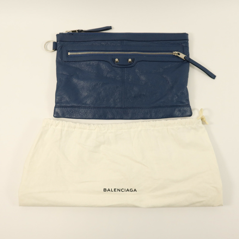 BALENCIAGA 牛皮皮革Clutch Bag銀扣手拿包-11