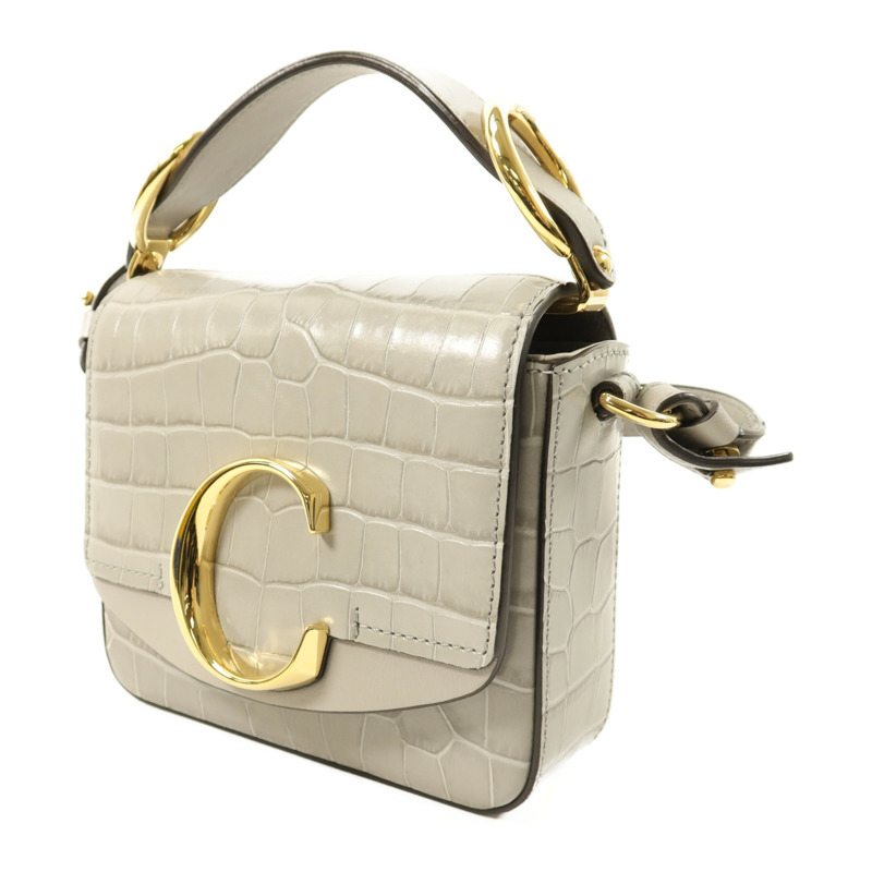 Chloe 牛皮皮革Mini C Bag金扣手挽肩背兩用袋-2