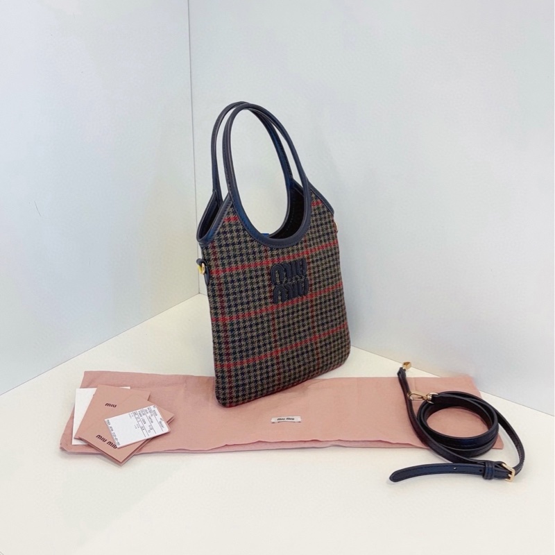 【閒置品🆕】MiuMiu 24日本限定千鳥格紋毛呢mini Ivy 單肩包-2