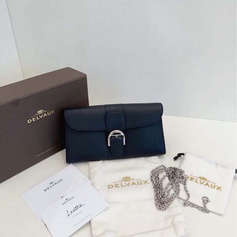 【閒置全套🆕】Delvaux 黑銀Long Wallet woc鏈條包斜挎包