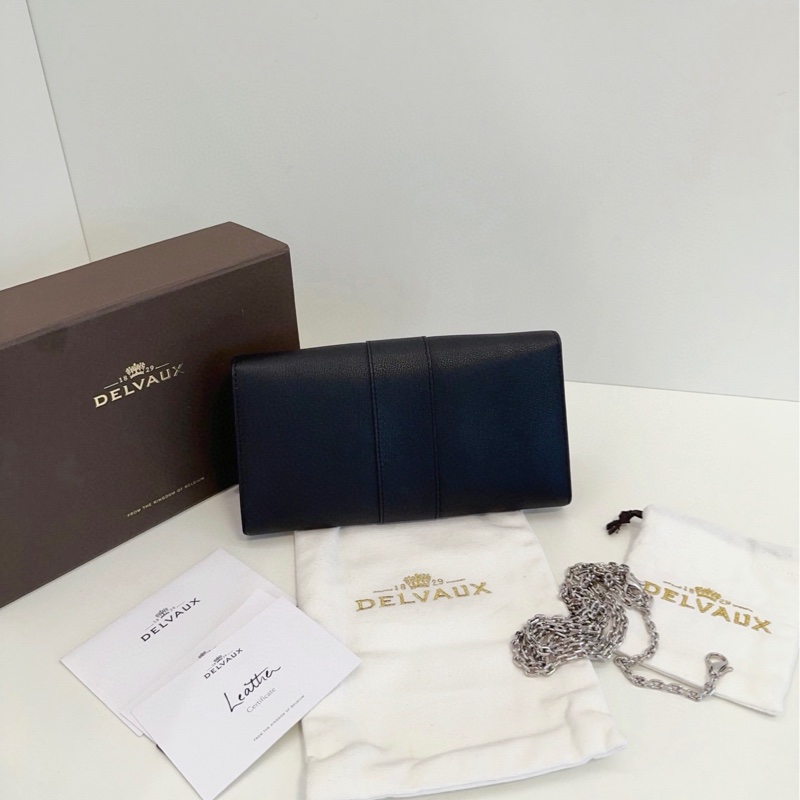 【閒置全套🆕】Delvaux 黑銀Long Wallet woc鏈條包斜挎包-2