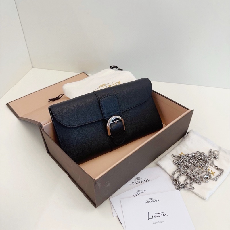【閒置全套🆕】Delvaux 黑銀Long Wallet woc鏈條包斜挎包-6