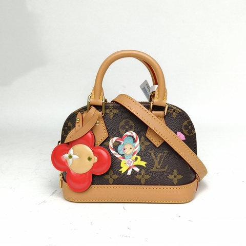LOUIS VUITTON ALMA貝殼包NANO18老花PVC晶片老花2024聖誕限定款肩背包