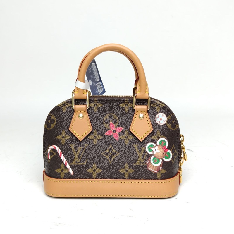 LOUIS VUITTON ALMA貝殼包NANO18老花PVC晶片老花2024聖誕限定款肩背包-2
