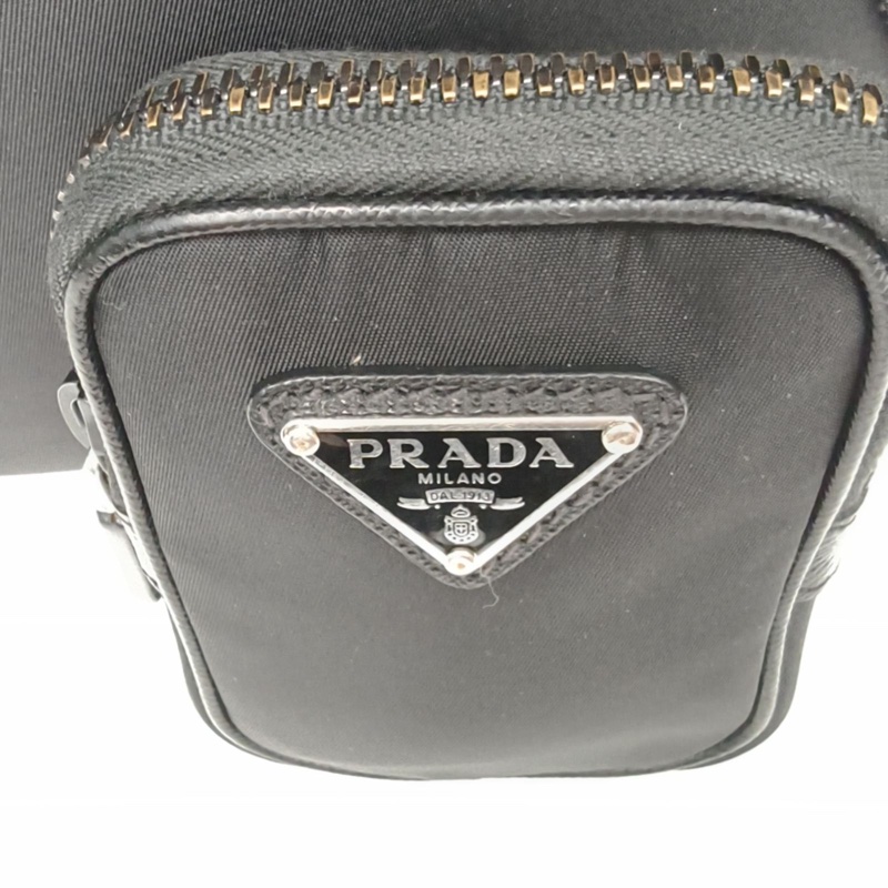 PRADA 黑色尼龍三合一斜挎包-4