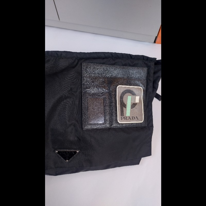 Prada 黑帆布下蓋大肩側包-5