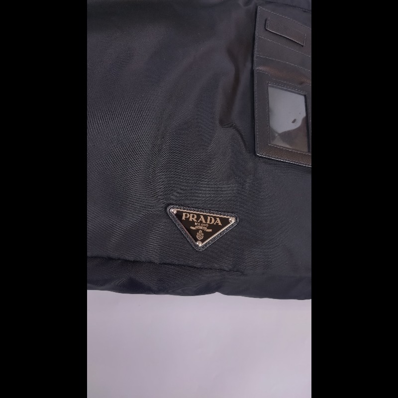 Prada 黑帆布下蓋大肩側包-6