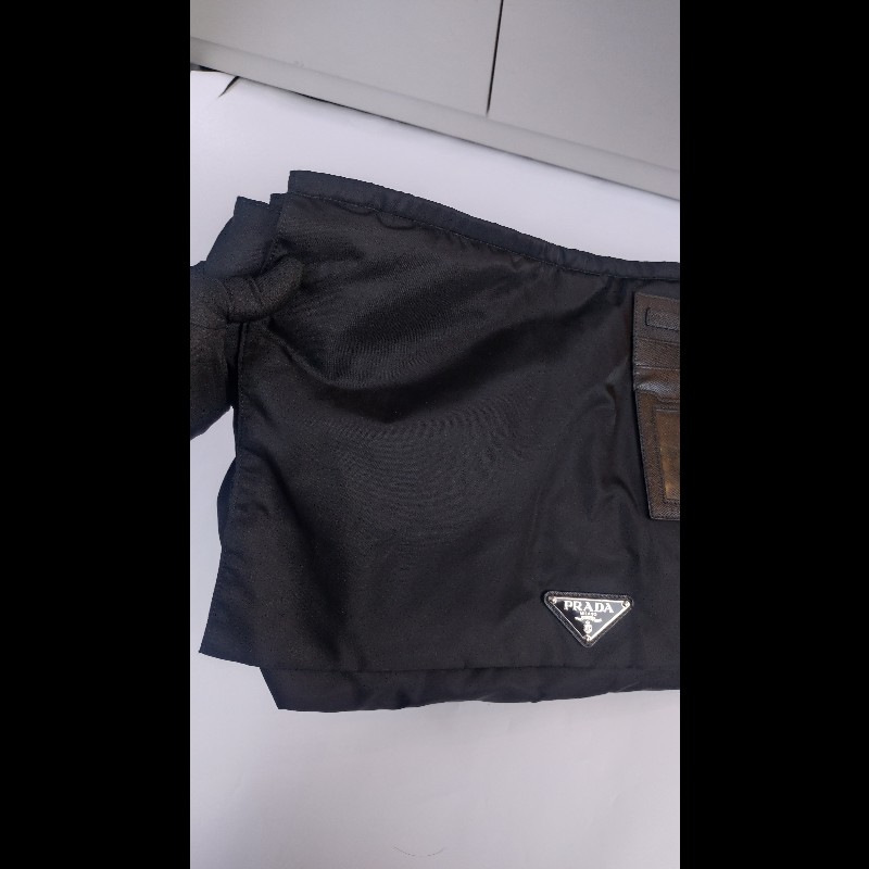 Prada 黑帆布下蓋大肩側包-7