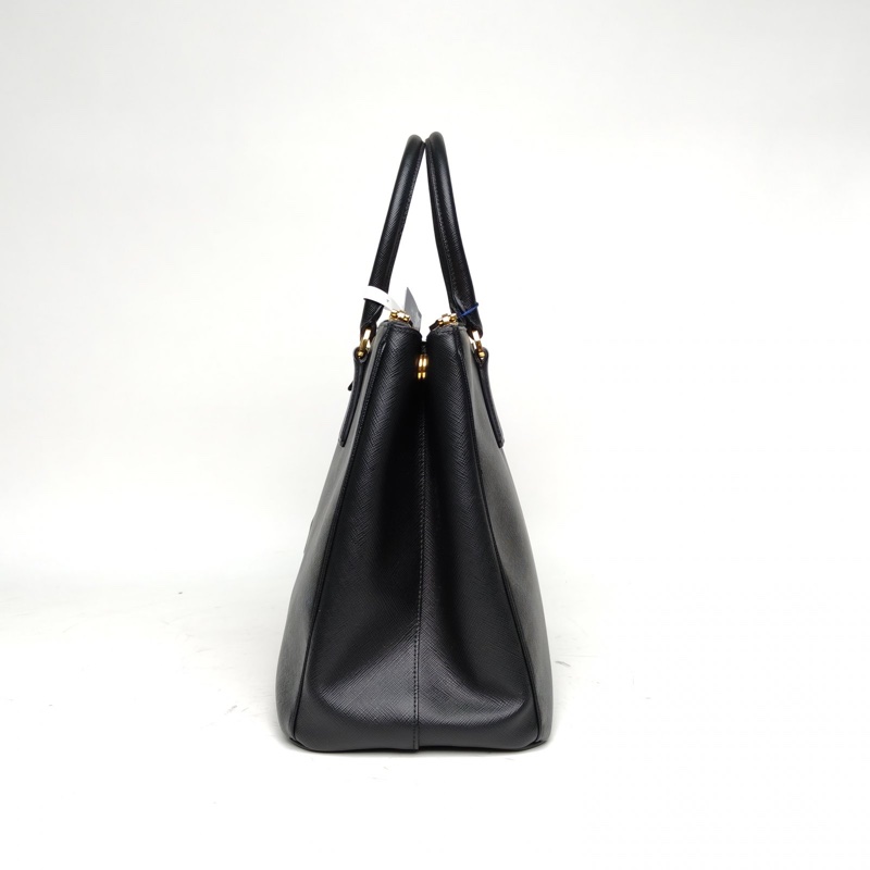 PRADA Galleria殺手包36cm黑色牛皮金扣肩背包-1