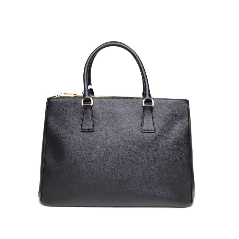 PRADA Galleria殺手包36cm黑色牛皮金扣肩背包-2