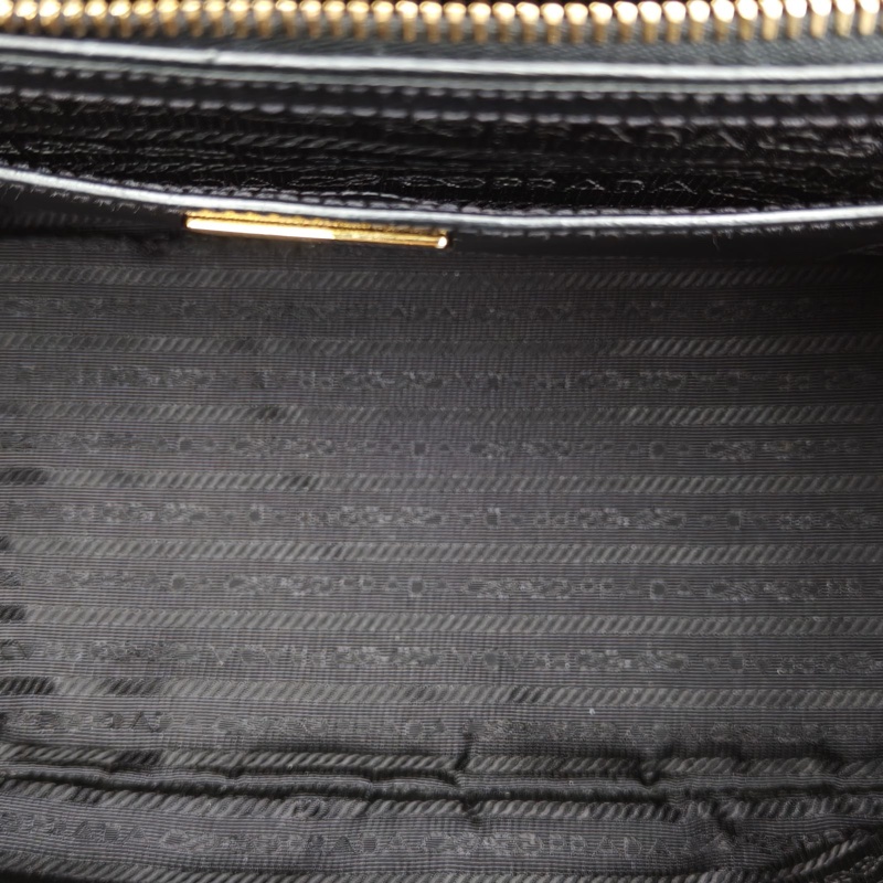 PRADA Galleria殺手包36cm黑色牛皮金扣肩背包-5