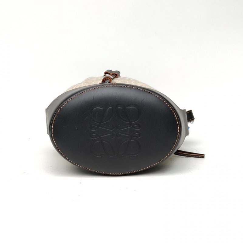 LOEWE Balloon水桶包中號老花牛皮/亞麻肩背包-3