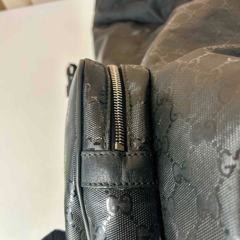 Gucci/古馳雙肩包 黑色PVC水晶皮雙肩包 經典GG老花紋路，紅綠織帶配色，三防面料防水耐用，大容量旅行包，金屬扣件完好，空間十足，男女同款-17