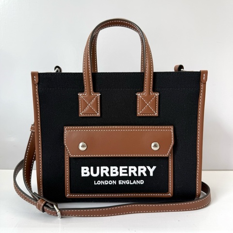BURBERRY 巴寶莉 黑色帆布手提斜背2way包 8055749
