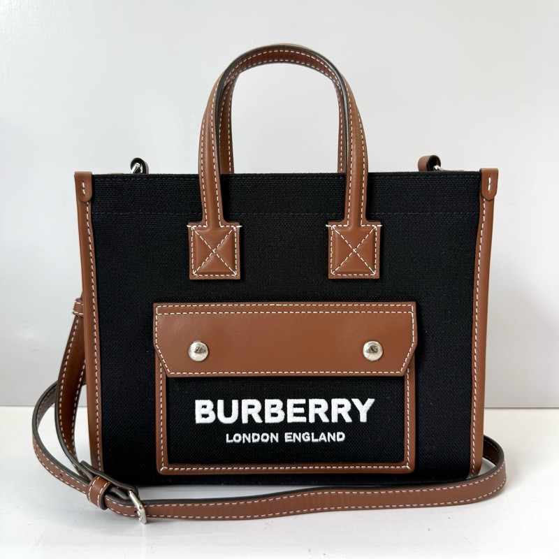 BURBERRY 巴寶莉 黑色帆布手提斜背2way包 8055749-0