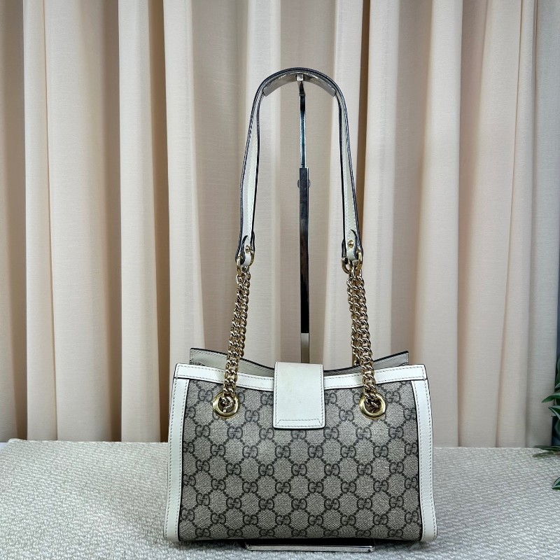 古馳Gucci Padlock系列 小托特包單肩包 老花拼白色牛皮 白色超美百搭 包身輕便 超實用百搭 永不過時-1