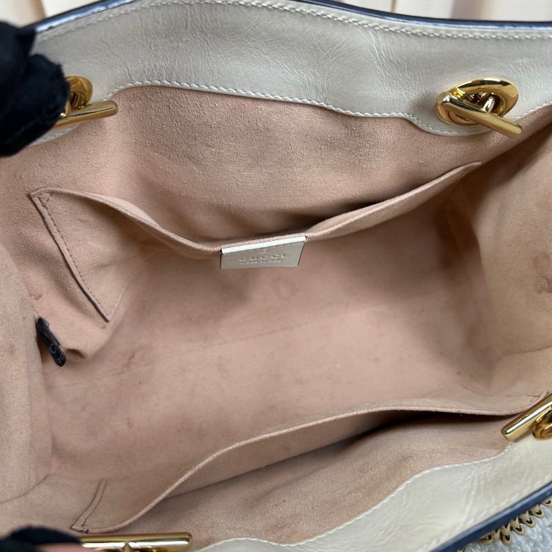 古馳Gucci Padlock系列 小托特包單肩包 老花拼白色牛皮 白色超美百搭 包身輕便 超實用百搭 永不過時-12