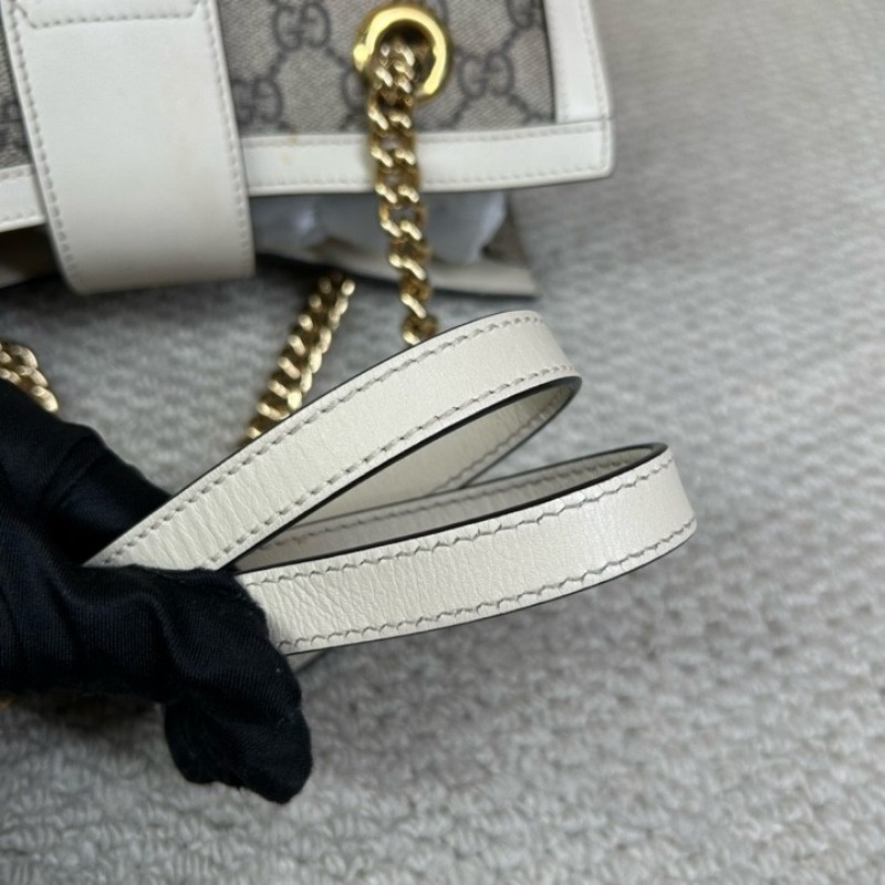 古馳Gucci Padlock系列 小托特包單肩包 老花拼白色牛皮 白色超美百搭 包身輕便 超實用百搭 永不過時-14