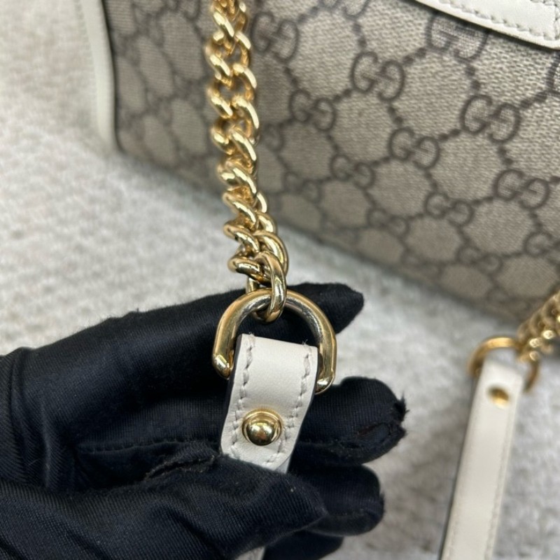 古馳Gucci Padlock系列 小托特包單肩包 老花拼白色牛皮 白色超美百搭 包身輕便 超實用百搭 永不過時-18