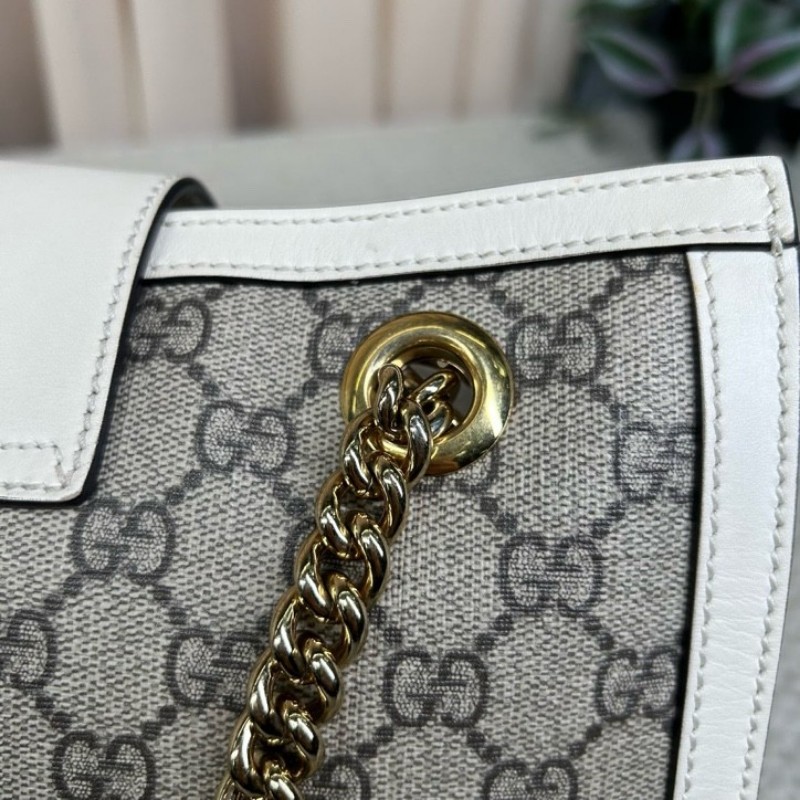 古馳Gucci Padlock系列 小托特包單肩包 老花拼白色牛皮 白色超美百搭 包身輕便 超實用百搭 永不過時-19