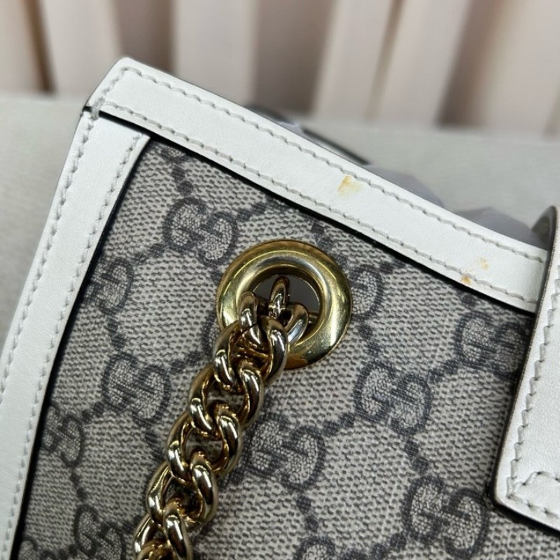古馳Gucci Padlock系列 小托特包單肩包 老花拼白色牛皮 白色超美百搭 包身輕便 超實用百搭 永不過時-20