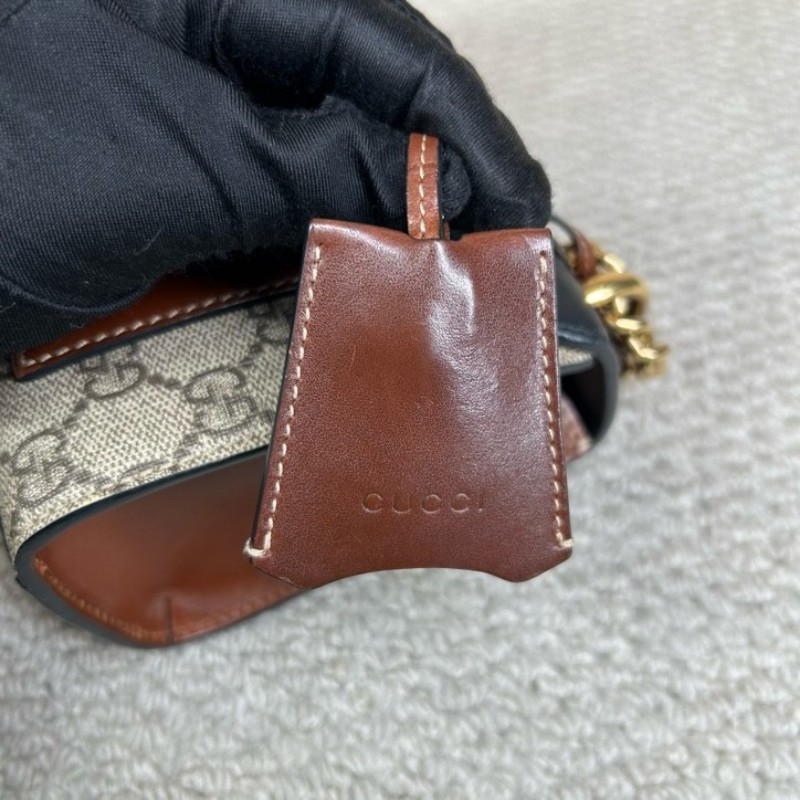 古馳Gucci Padlock黑金月光寶盒 經典老花拼接黑皮 金色鎖頭+鏈條肩帶 單肩斜挎都ok 日常通勤容量夠用-20