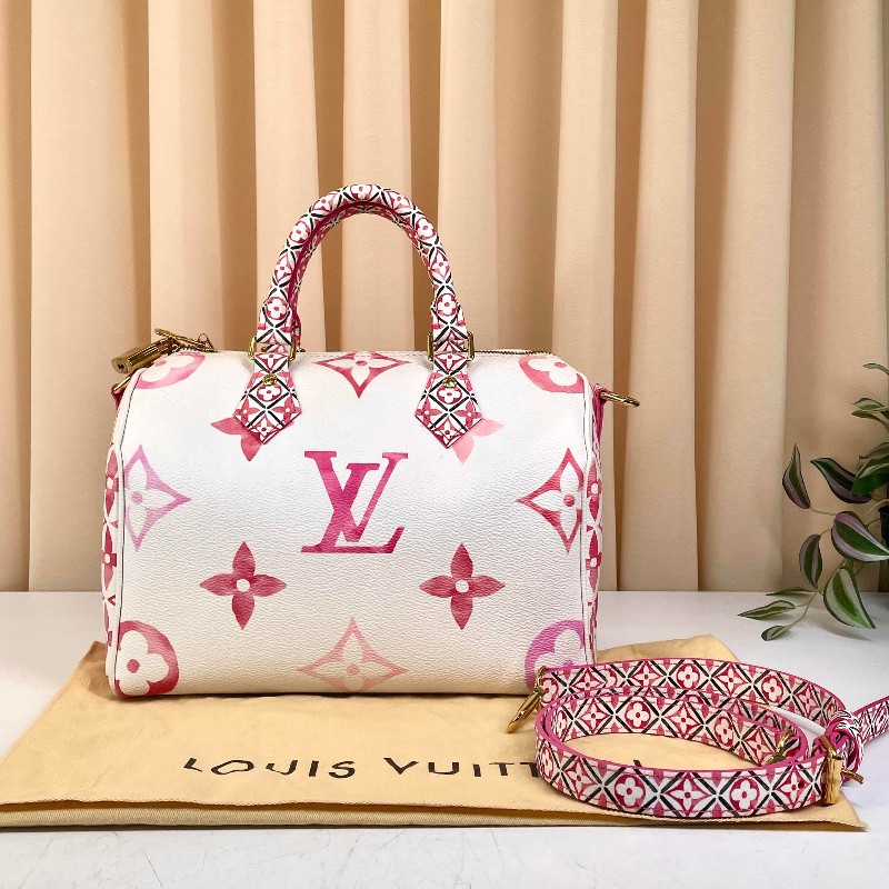 LV 路易威登 Speedy25 限定水彩系列 芯片款 可調節肩帶-0