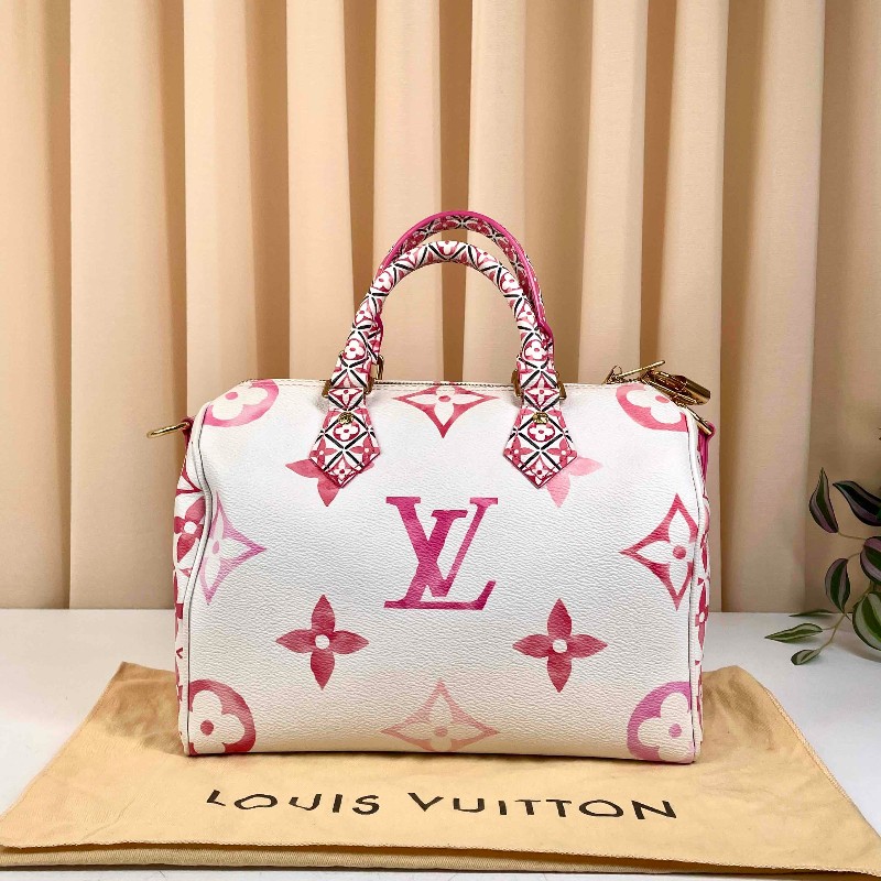 LV 路易威登 Speedy25 限定水彩系列 芯片款 可調節肩帶-9
