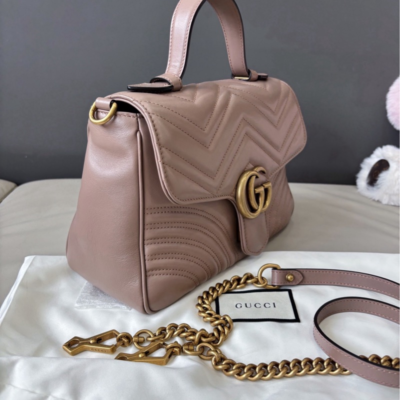 Gucci 奶茶色Marmont中號郵差包-1