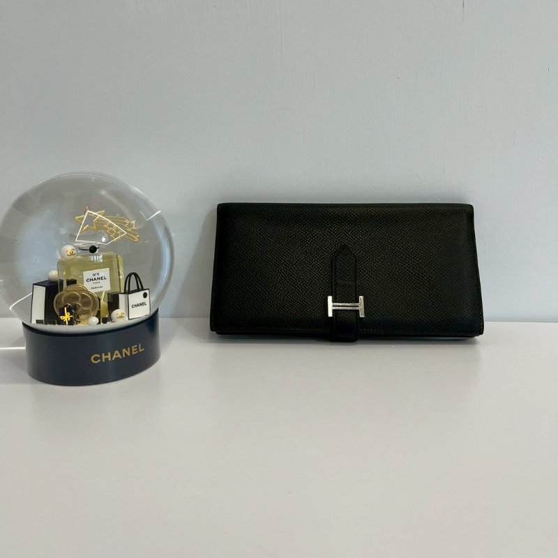 Hermes Bearn 黑銀 長夾-0