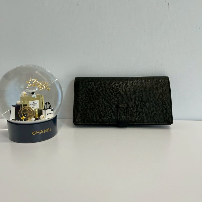 Hermes Bearn 黑銀 長夾-1