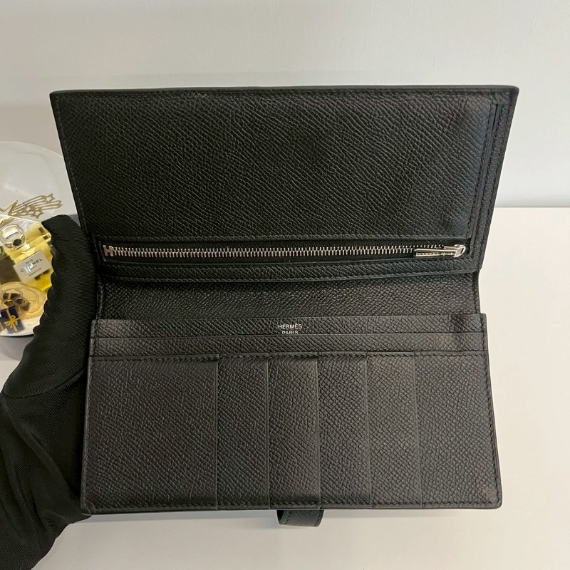 Hermes Bearn 黑銀 長夾-4