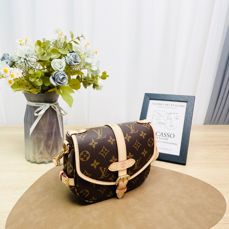 LV/路易威登   Saumur BB雙子星 經典老花金色五金，可拆卸 肩帶 單肩斜挎包  芯片款-2