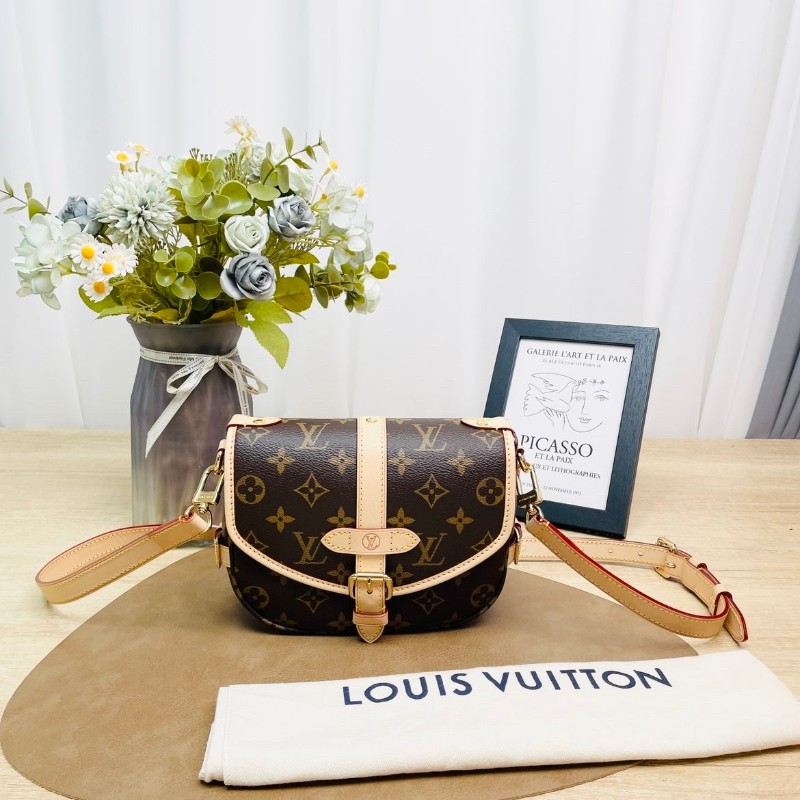 LV/路易威登   Saumur BB雙子星 經典老花金色五金，可拆卸 肩帶 單肩斜挎包  芯片款-5