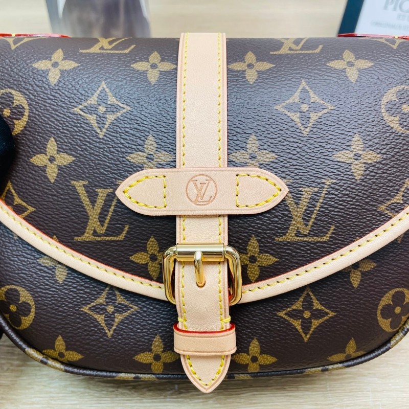 LV/路易威登   Saumur BB雙子星 經典老花金色五金，可拆卸 肩帶 單肩斜挎包  芯片款-15