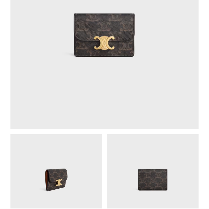 全新送禮首選😍Celine TRIOMPHE標誌印花翻蓋卡包-0