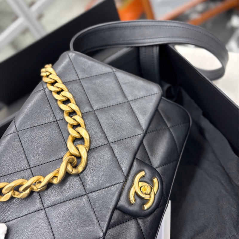 【98🆕】Chanel 21K芯片黑金牛皮 方胖嬉皮包 單肩包-4