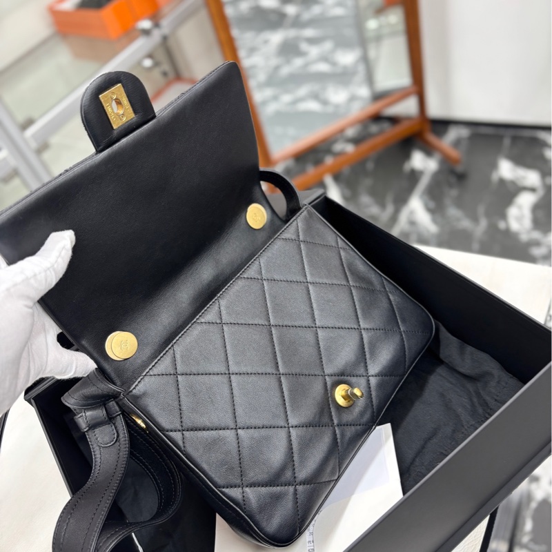 【98🆕】Chanel 21K芯片黑金牛皮 方胖嬉皮包 單肩包-6