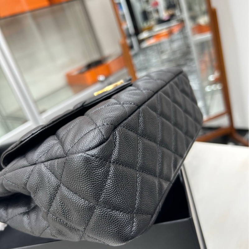 【閒置品】 Chanel 23P芯片 黑金荔枝牛皮 中號天貓精靈 單肩包-5