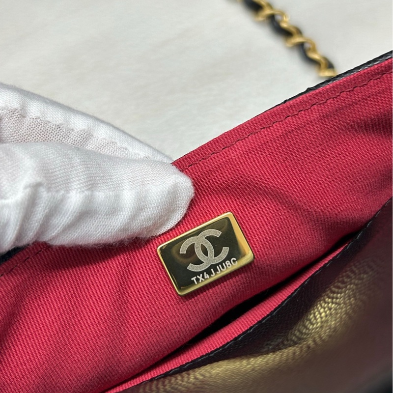 【閒置品】 Chanel 23P芯片 黑金荔枝牛皮 中號天貓精靈 單肩包-8