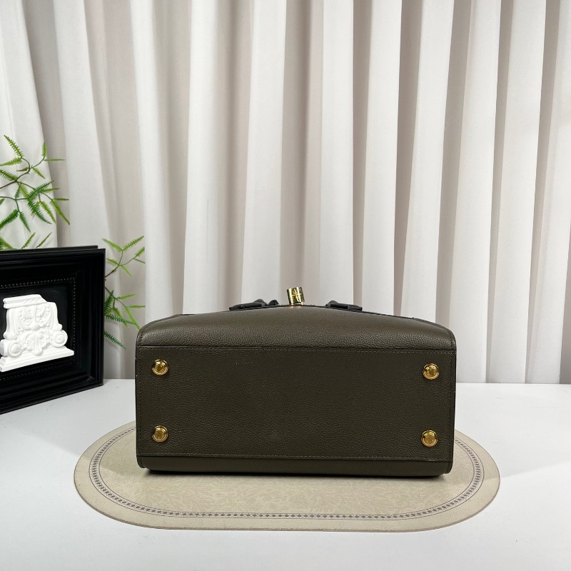 LV路易威登 City Steamer系列黑拼軍綠色牛皮手提單肩斜挎包 容量超級大 外出日常都適合-4