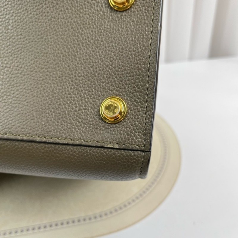 LV路易威登 City Steamer系列黑拼軍綠色牛皮手提單肩斜挎包 容量超級大 外出日常都適合-9